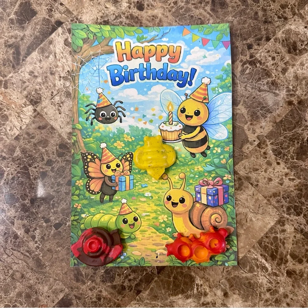 Handmade Bug Themed Crayon Birthday Card NEW